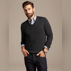 Banana Republic Deep Green V-Neck Merino Wool Sweater